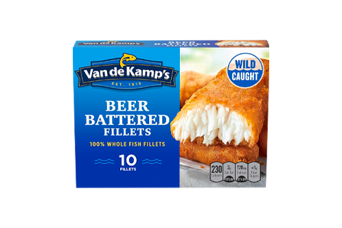 Van de Kamp’s Beer Battered 100% Whole Fish Fillets, Frozen, 19.1 oz 10 ct